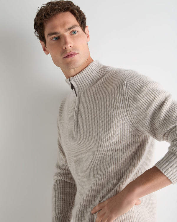 Men's Ribbed Half Zip Cashmere Sweater 5