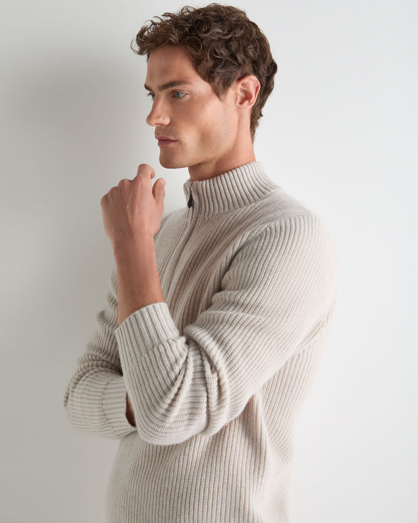 Men's Ribbed Half Zip Cashmere Sweater 7