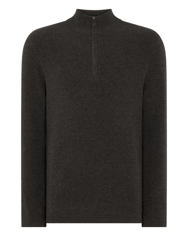 Men's Ribbed Half Zip Cashmere Sweater  2