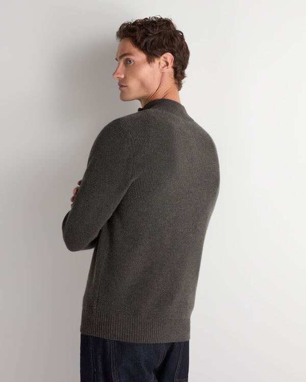 Men's Ribbed Half Zip Cashmere Sweater  4