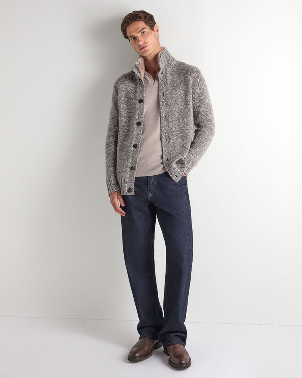 Men's Button Through Cashmere Cardigan With Fur Trim 3