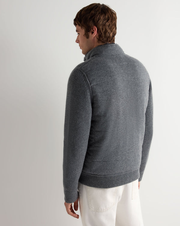 Men's Mall Padded Cashmere Jacket With Fur Trim Collar 4