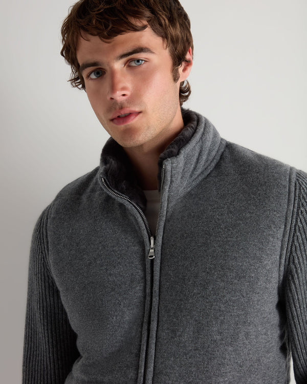 Men's Mall Padded Cashmere Jacket With Fur Trim Collar 5