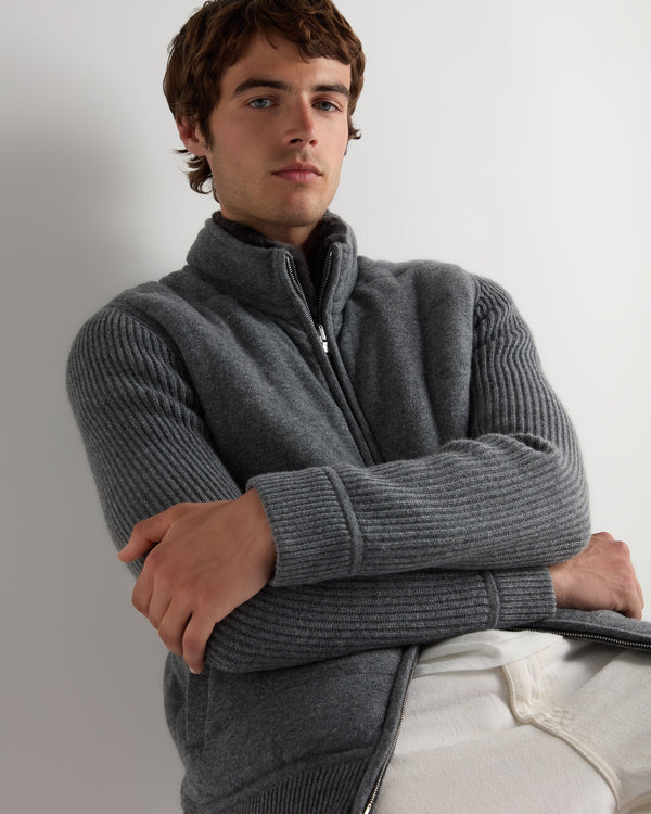 Men's Mall Padded Cashmere Jacket With Fur Trim Collar 7