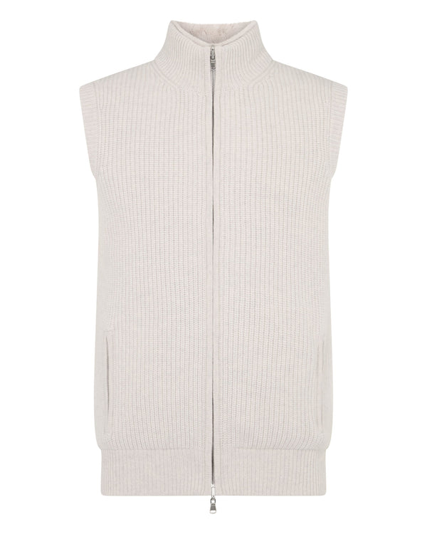 Men's Ribbed Fur Lined Cashmere Gilet 2