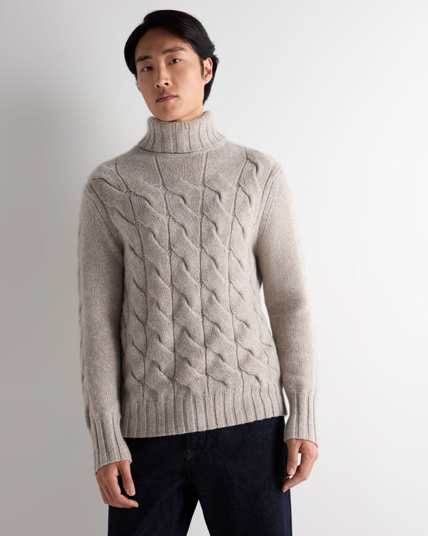 Men's Heavyweight Cable Turtle Neck Cashmere Sweater 7