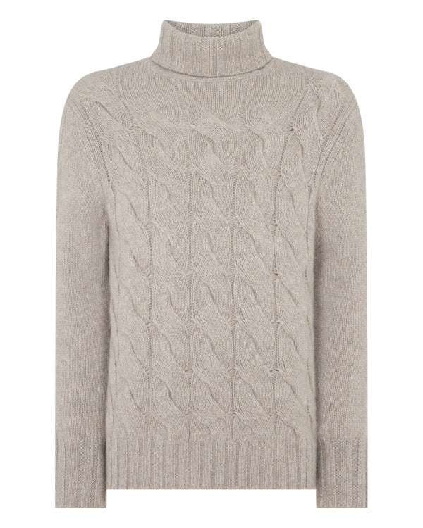 Men's Heavyweight Cable Turtle Neck Cashmere Sweater 2