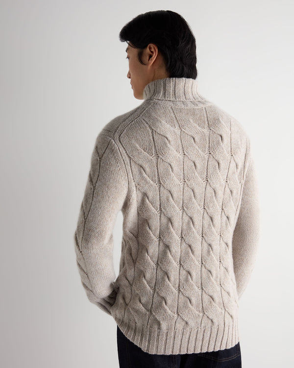 Men's Heavyweight Cable Turtle Neck Cashmere Sweater 4