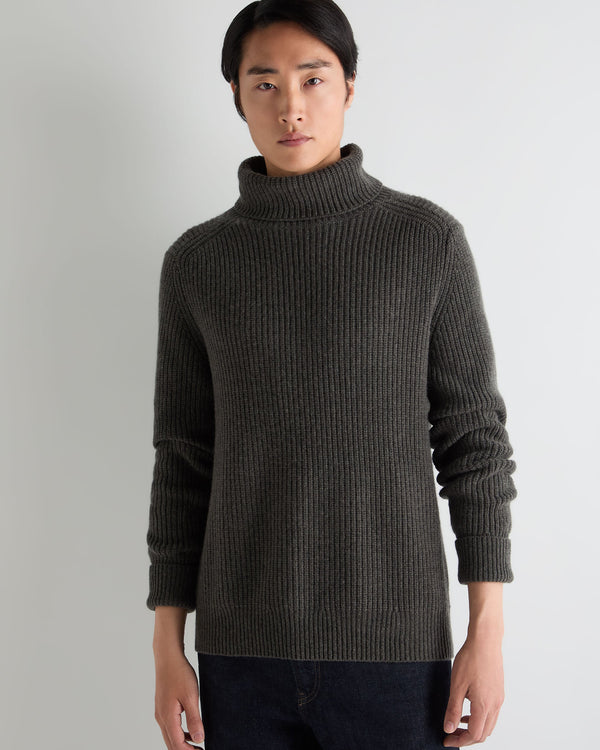 Men's English Rib Turtle Neck Cashmere Sweater  1