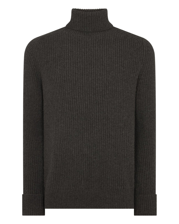 Men's English Rib Turtle Neck Cashmere Sweater  2