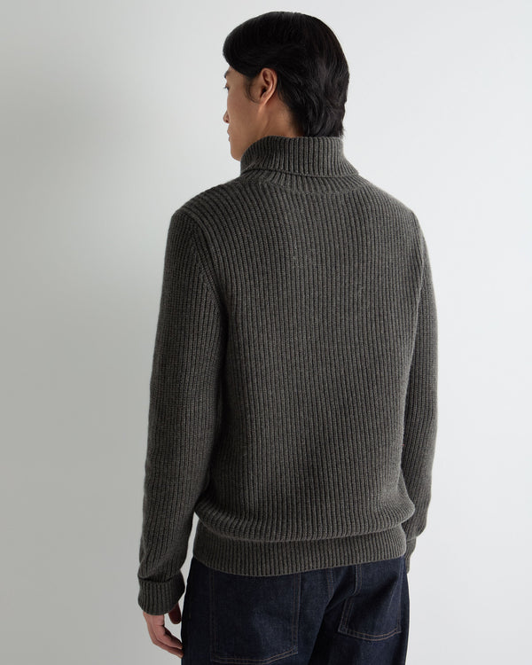 Men's English Rib Turtle Neck Cashmere Sweater  4