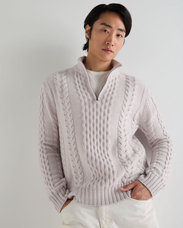 Men's Aran Half Zip Cashmere Sweater 1