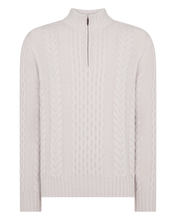 Men's Aran Half Zip Cashmere Sweater 2