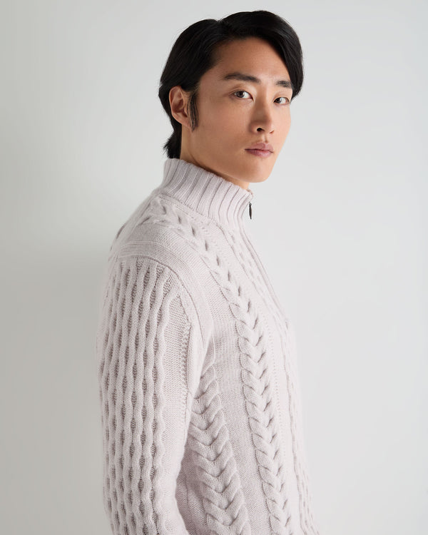 Men's Aran Half Zip Cashmere Sweater 5