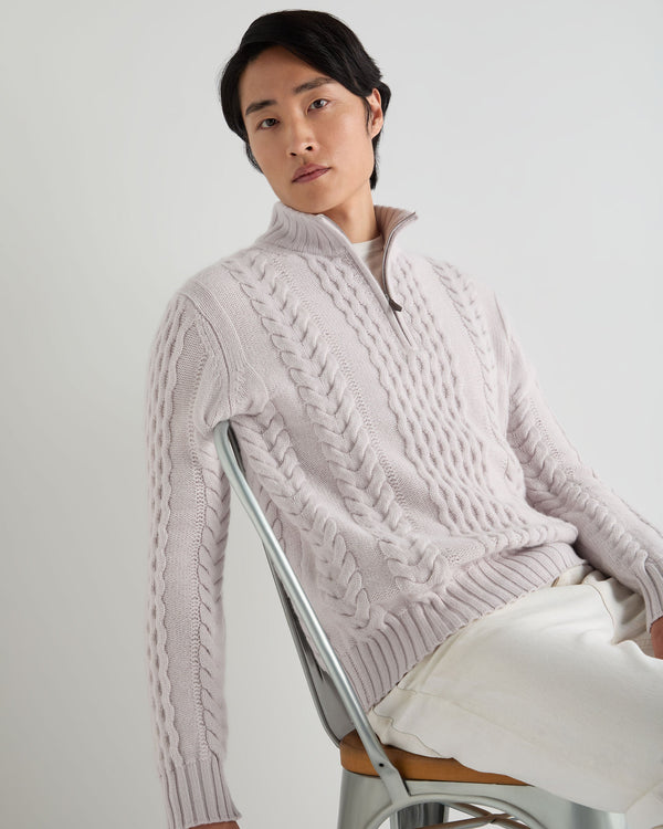 Men's Aran Half Zip Cashmere Sweater 6
