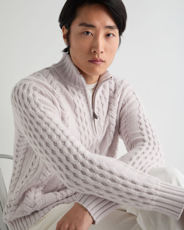 Men's Aran Half Zip Cashmere Sweater 7