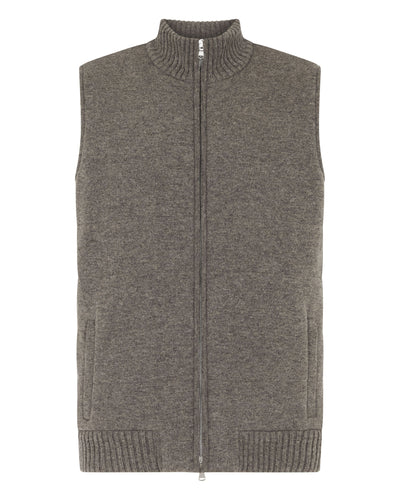 N.Peal Men's Cashmere Quilted Gilet Wood Smoke Brown