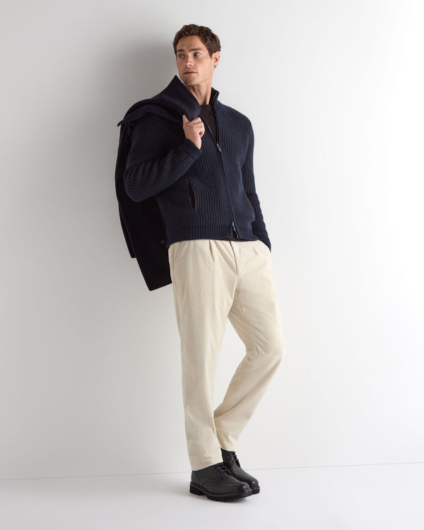 Men's Waffle Knit Full Zip Cashmere Sweater 3