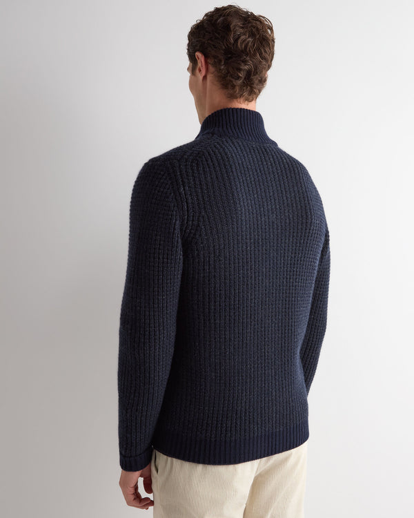 Men's Waffle Knit Full Zip Cashmere Sweater 4
