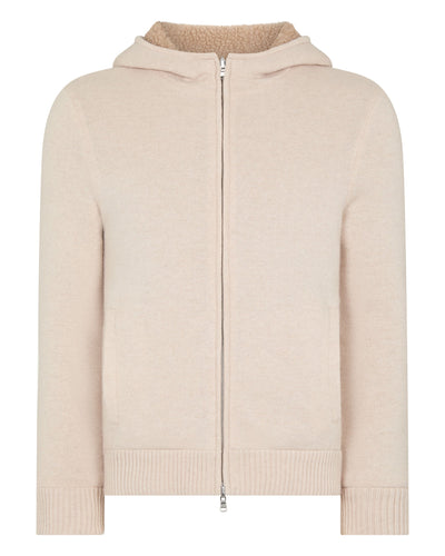 N.Peal Men's Cashmere Shearling Jacket Ecru White