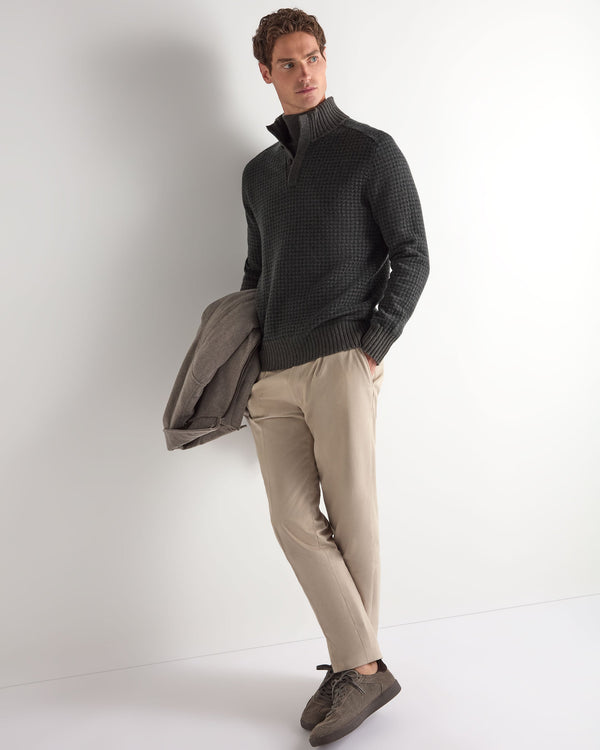 Men's Houndstooth Half Button Cashmere Sweater  3