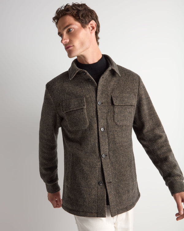 Men's Cashmere Herringbone Shacket 1