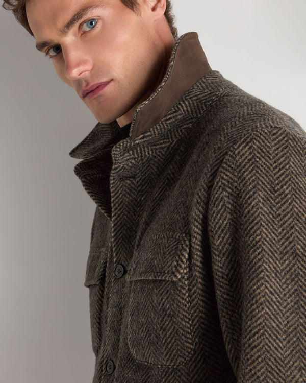 Men's Cashmere Herringbone Shacket 5