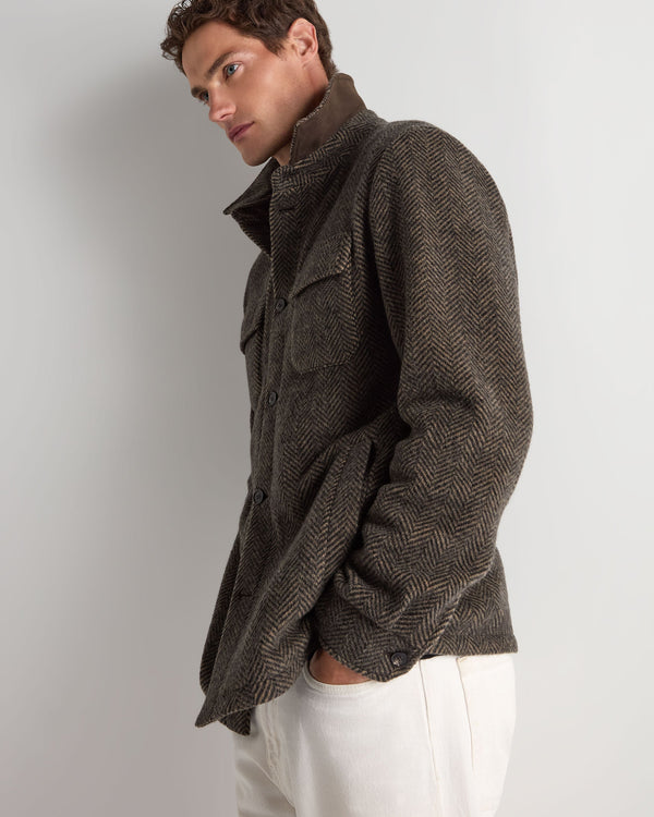 Men's Cashmere Herringbone Shacket 6