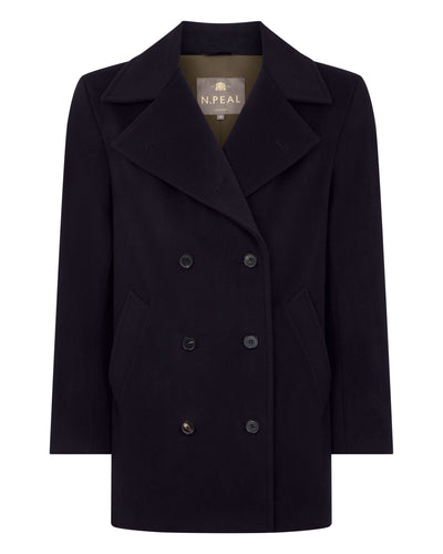 N.Peal Men's Double Breasted Peacoat Navy Blue