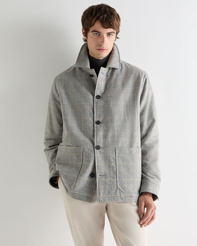 N.Peal Men's Wool Check Chore Jacket Grey Check