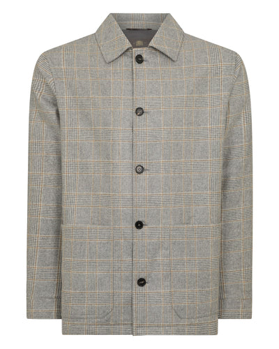 N.Peal Men's Wool Check Chore Jacket Grey Check