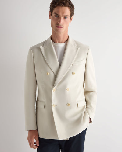 N.Peal Men's Moleskin Double Breasted Jacket Off White