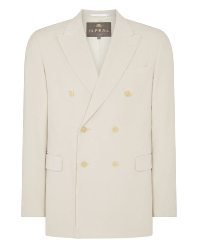 N.Peal Men's Moleskin Double Breasted Jacket Off White