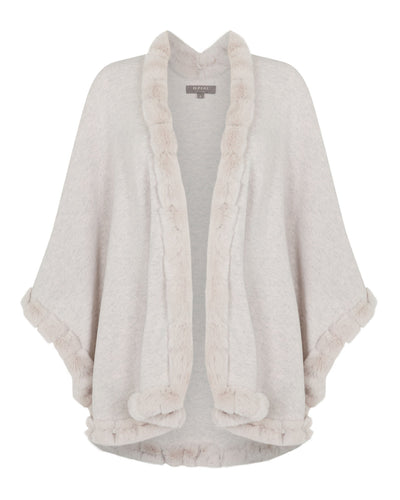 N.Peal Women's Ayla Fur Trim Cashmere Cape Pebble Grey