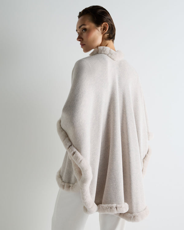 Women's Ayla Fur Trim Cashmere Cape 4