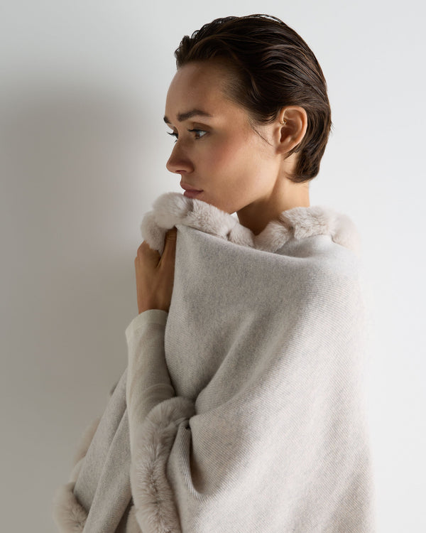 Women's Ayla Fur Trim Cashmere Cape 5