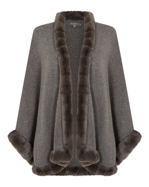 Women's Ayla Fur Trim Cashmere Cape 2