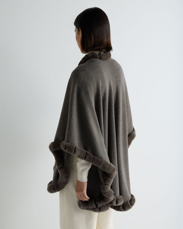 Women's Ayla Fur Trim Cashmere Cape 4