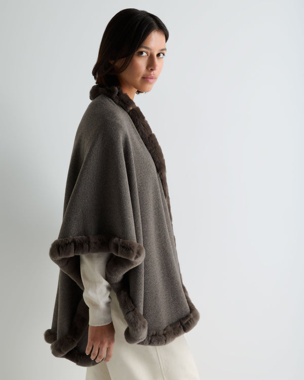 Women's Ayla Fur Trim Cashmere Cape 6