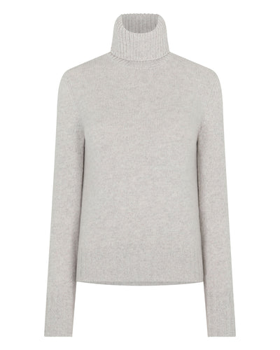 N.Peal Women's Hazel Chunky Roll Neck Cashmere Jumper Cashmere Grey Melange