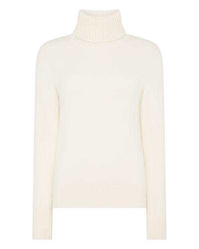N.Peal Women's Hazel Chunky Roll Neck Cashmere Jumper New Ivory White