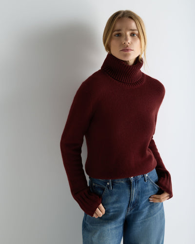 N.Peal Women's Hazel Chunky Roll Neck Cashmere Jumper Rustic Red