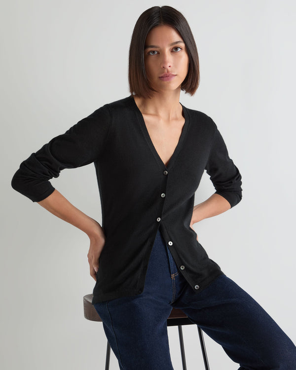 Women's Mia Superfine Cashmere V Neck Cardigan 5