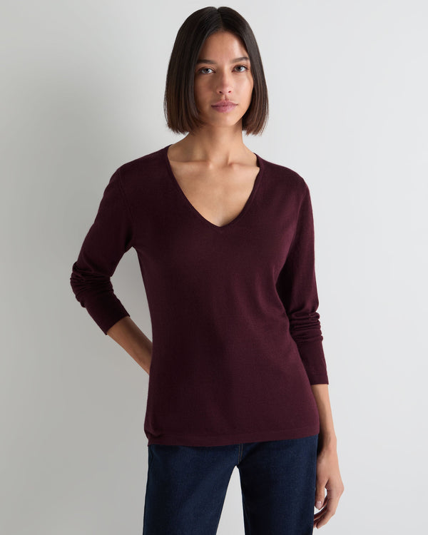 Women's Imogen Superfine Cashmere V Neck Sweater 1