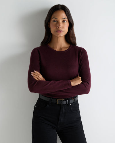 N.Peal Women's Eden Superfine Cashmere Round Neck Top Damson Red