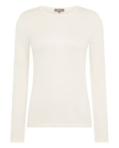 N.Peal Women's Eden Superfine Cashmere Round Neck Top New Ivory White