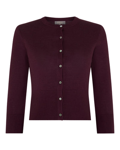 N.Peal Women's Darcie Superfine Cashmere Cropped Cardigan Damson Red