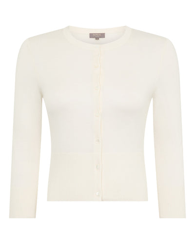 N.Peal Women's Darcie Superfine Cashmere Cropped Cardigan New Ivory White