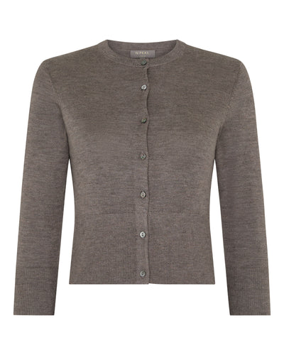 N.Peal Women's Darcie Superfine Cashmere Cropped Cardigan Pecan Brown
