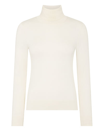 N.Peal Women's Margot Superfine Cashmere Roll Neck Jumper New Ivory White